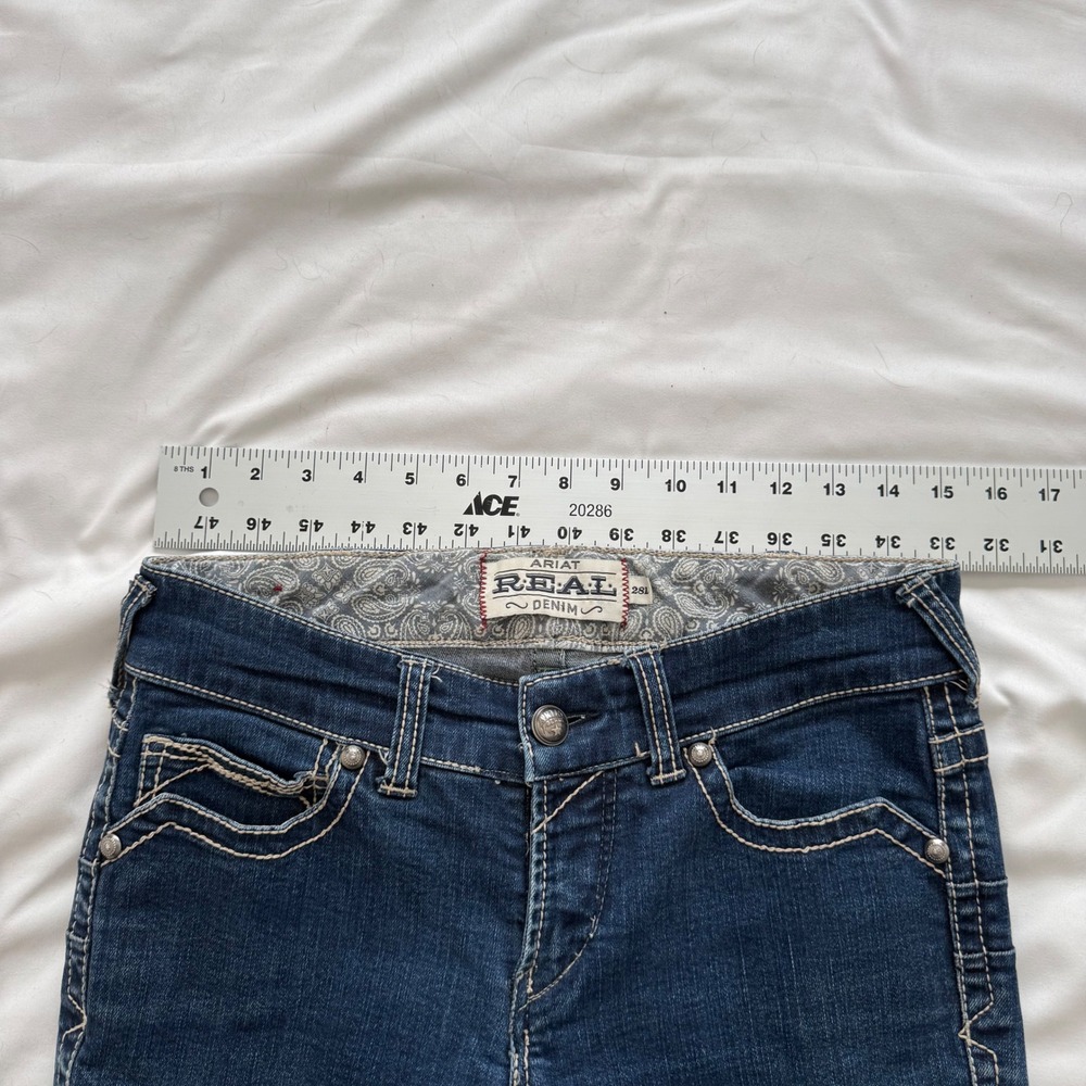 Ariat REAL Denim Womens Slim Bootcut Jeans Dark Wash Studded Pockets Size 28L - Picture 4 of 7